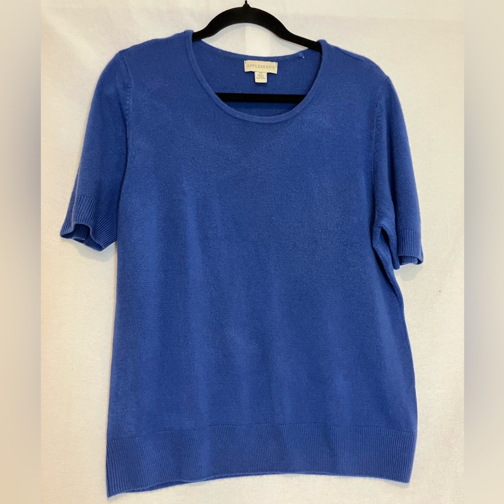 Appleseeds Women’s Short Sleeve Sweater Size XL Acrylic Basic Lightweight spring